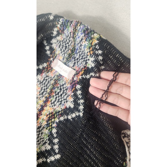 Altar'd State Women's Knit Open‎ Front Cardigan Shawl Navy Cream Aztec Medium - Picture 5 of 10